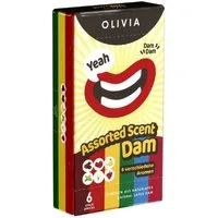 Olivia Kondome Olivia Dams, aromatisierte Lecktücker für hygienischen Oralverkehr Variante: Assorted Scents, 6 St., farbige Lecktücher mit Aroma - Latex-Schutztücher