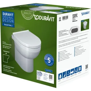 Duravit No. 1 Stand-Tiefspül-WC Set 41840900A1 mit WC-Sitz, rimless, weiß