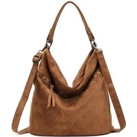 ITALYSHOP24 Schultertasche Damen Tasche Samt Shopper Hobo-Bag Umhängetasche Wildleder-Optik Reise, Crossbody Henkeltasche Beuteltasche Handtasche Velours CrossOver