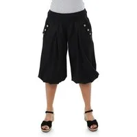 malito more than fashion Haremshose malito Damen Pumphose Capri Holzzierknöpfe 23286H kurze Sommer Pumphose in Unifarben Einheitsgröße