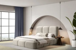 Polsterbett Doppelbett GRACIA 180x200cm in Stoff Macau Pearl