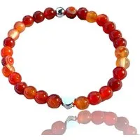 Steinfixx® Perlenarmband Carneol Armband mit 925 Silberperle und versilbertem Herz (Edelsteinarmband in Geschenkbox, 1-tlg., Unisex), Handmade in Germany - incl. edler Geschenkbox