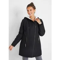 bonprix Allwetterjacke mit gefütterter Kapuze und Teddyfell, Slim fit