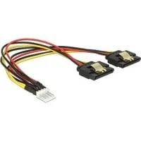 Floppy Stecker > 2x SATA 15Pin Buchse, Y-Kabel schwarz/rot, 20cm