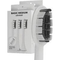 Zahnheld Aufsteckbürsten Ersatzbürsten Basic Medium - ideal für Schallzahnbürste Gero, im 3er, 6er oder 9er Set, Zahnpflege Set, mittelharte Wechselköpfe, plastikfrei verpackt, 6 Stück, weiß