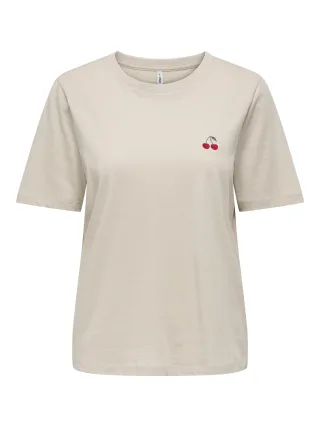 ONLY - ONLHAPPY S/S EMB BOX TOP JRS Oatmeal - Gr. - L