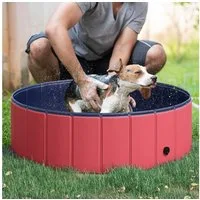 PawHut Hundepool Schwimmbad, (Hundebadewanne, 1-tlg., Schwimmbecken), für Garten, Balkon, Rot