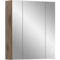 Home affaire Badezimmerspiegelschrank Malmö, Breite 60 cm, 3 Spiegeltüren, 9 Fächer, 6 Einlegeböden (1-St) Florenz, Spiegelschrank 3-Türig, Nox Oak NB, 9 Fächer