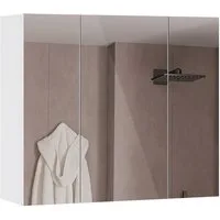 MSMASK Spiegelschrank Badschrank mit Spiegel und Verstellbarem Regal, Weiß 16T x 70B x 60H cm
