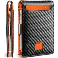 ibettertec Mini Geldbörse Geldbörse Herren Slim Wallet RFID Blocking Kohlefaserleder (Portmonee Herren mit 11 Kartenetui, Ausweisfenster, Geldscheinklammer, Minimalistischer Geldbeutel Herren,Geldbörse Herren mit RFID Schutz, Portmonee Portemonnaie H