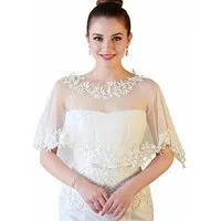 Zaewry Bolero Spitzen-Stola für Damen, transparenter Schal,Hochzeits-Cape elegante Schulterbedeckung für Hochzeit und Brautmode,Halblange Ärmel
