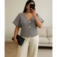 Worldclassca Strickjacke WORLDCLASSCA Strickjacke kurzarm Cardigan Strickpulllover mit Knopf Neue Kollektion - Stilvolle und gemütliche Strickmode für Damen
