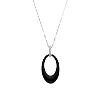 Luxenter 925 Sterlingsilber und Schwarz lackierte Halskette mit Rhodium - Onves