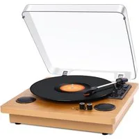 Fofile Bluetooth 5.4 Schallplattenspieler 2 Stereo-Lautsprecher 3-Gang Plattenspieler (Direktantrieb, 33-1/3, 45, 78 U/min und 7/10/12 Zoll Schallplatten oder Alben)