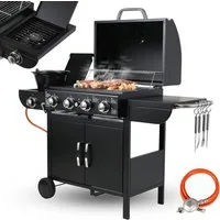 TLGREEN Camping-Gasgrill Brenner Gasgrill,Hochleistungsbrenner, Impulszünd, BBQ Grillwagen 4+1