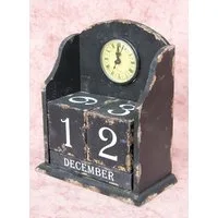 DanDiBo Schreibtischkalender Uhr mit Kalender 14B142 Shabby Kaminuhr Standuhr 25 cm Vintage, Quarzuhr