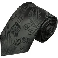 Paul Malone Krawatte Herren Hochzeitskrawatte paisley - Mikrofaser - Bräutigam Schmal (6cm), schwarz V2