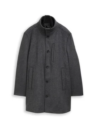 Tom Tailor - 2-in-1 Wollmantel mit abnehmbarer Innenjacke dark grey black herringbone - Gr. - XL