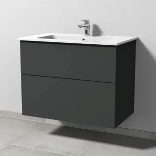 Sanipa 3way Waschtischunterbau zu Duravit ME by Starck Waschtisch mit 2 Auszügen, Graphit-Matt SP7251B