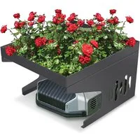 FIVMEN Mähroboter-Garage Metall Schutzüberdachung für Rasenroboter mit Pflanzkaste Überdachung, UV-Schutz Carport für Mähroboter Rasenmäher, 70x60x43cm