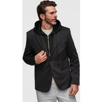 OMBRE Anzugsakko Herren Blazer mit Kapuze Casual Sakko Schwarz S (kein Set, 1-tlg) Abnehmbare Kapuze