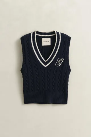 GANT - Zopfstrick Pullunder aus Baumwolle evening blue - Gr. - XL