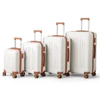 LALAHO Trolleyset Kofferset Hartschalenkoffer Trolley 360° Rollen, 4 Rollen, (4 tlg), Reisekoffer Set mit Handgepäck, Koffer & Trolleys, Beige