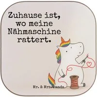 Mr. & Mrs. Panda Getränkeuntersetzer Einhorn Näherin Design, Untersetzer für Gläser, Weiß, Glas, Freundin, Packung, Basteln Untersetzer Glas party untersetzer