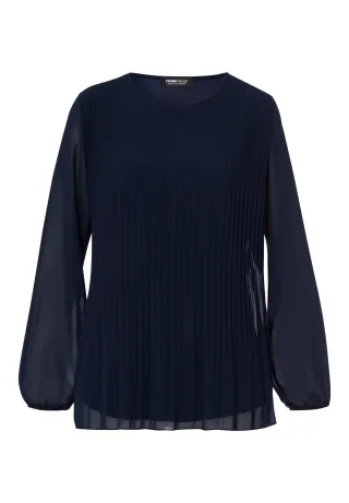 FRANK WALDER - Bluse ELEMENTS mit Plissee-Struktur ink - Gr. - 38