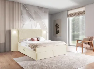 Boxspringbett Bett MARTEN 140x200cm Set.1 in Stoff Magic Velvet Creme