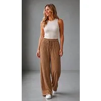 Worldclassca Stoffhose Worldclassca Crinkle-Hose Stoffhose Plissierte Weite Sommerhose Neue Kollektion - Stilvolle und gemütliche Sommer Mode für Damen
