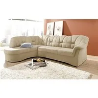 DOMO collection Ecksofa Papenburg, zeitlose Rückensteppung, elegante Armlehne, L-Form, mit Ottomane, wahlweise mit Bettfunktion