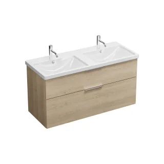 Burgbad Keramik Waschtisch-Set Eqio Eiche Dekor Cashmere/Alpinweiss, SEYS123F3180C0001 SEYS123F3180C0001