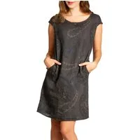 Caspar Sommerkleid SKL022 Damen Sommer Leinenkleid mit Paisley Print bis Größe 50 Luftig leicht, figurumspielende Form, mit seitlichem Jersey-Einsatz
