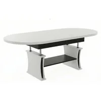 designimpex Couchtisch DA-130 oval ausziehbar höhenverstellbar mit Ablage Wohnzimmer Tisch, Funktionstisch, Wohnzimmertisch, Tisch, Esstisch, Sofatisch, Rollen