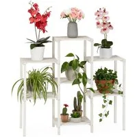 relaxdays Blumenständer Blumenregal Holz weiß, L
