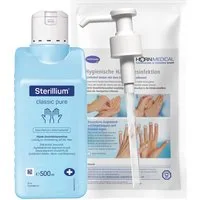 Horn Medical Horn Medical Dosierpumpe mit Sterillium classic pure 500ml Hand-Desinfektionsmittel (Spar-Set, [- bekannt & bewährt Farbstoff- und parfümfrei auch für empfindliche Haut)