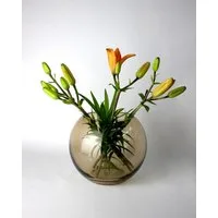 Signature Home Collection Kugelvase Vase Glas rund bernstein grau Glasvase handgemacht Tischvase (1 St., 1 Vase), breiter Rand, dekorative Vase aus braunem Glas