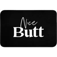 OnlyWow Badematte Zitate - Netter Hintern - Schwarz - Sprichwörter, Höhe 10 mm, Polyester, Rechteckig, Badezimmerteppich, Badteppich, Rutschfest, Badvorleger, Waschbar