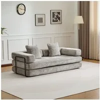 Vankel Loungesofa Klappbares 3-Sitzer Sofa Bett Queensize aus Chenille, 4-in-1 Klappsofa zu Queensize-Bett,platzsparend für Wohnung & Büro.