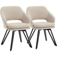 WAHSON OFFICE CHAIRS Esszimmerstuhl 2er Set Leinen/Chenille-Esszimmerstühle mit Rückenlehne