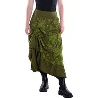 Vishes Maxirock Langer Damen Maxi-Rock längen-verstellbar Baumwolle Blüten-Muster Hippie, Retro Style, Alternative Bekleidung