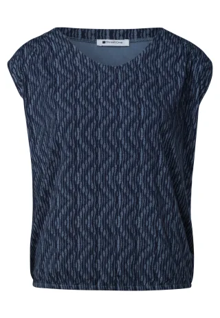 Street One - Dropped Shoulder Shirt mit Elastiksaum ashen blue - Gr. - 36