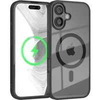 EAZY CASE Handyhülle Transparente Hülle mit MagSafe für iPhone 16 6,1 Zoll, Qi Charging kompatibel, Silicon Case, Slimcover Displayschutz, Schwarz