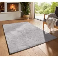 TaraCarpet Teppich TaraCarpet Homestyle 391 Blätter, rechteckig, Höhe: 10 mm, Felloptik hoch-tief weich waschbar floral grau 50x80