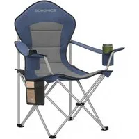 SONGMICS Campingstuhl klappbar, mit breitem Sitz, Faltbarer Outdoor-Stuhl, hohe Rückenlehne, Getränkehalter, 1er/2er Set