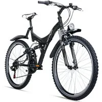 bergsteiger Mountainbike Memphis 26 Zoll, geeignet ab 150 cm, Damen, Herren, 21 Gang Shimano Tourney RD-TZ50 Schaltwerk, Kettenschaltung, V-Brakes