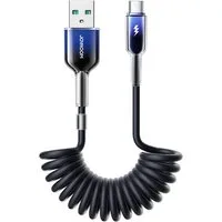 JOYROOM Crystal-Clear USB-Kabel, USB-A, USB-C (150 cm), Spiralkabel 3A Schnellladen, 480 Mbit/s, 1,5 m