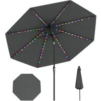 COSTWAY Sonnenschirm 300cm mit LED, Kurbel, Gartenschirm um 35° knickbar