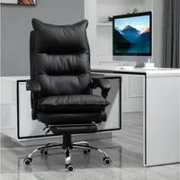 Vinsetto Schreibtischstuhl Drehstuhl Computerstuhl mit Armlehne, Fußstütze (Bürostuhl, 1 St), für Wohnzimmer, Schwarz